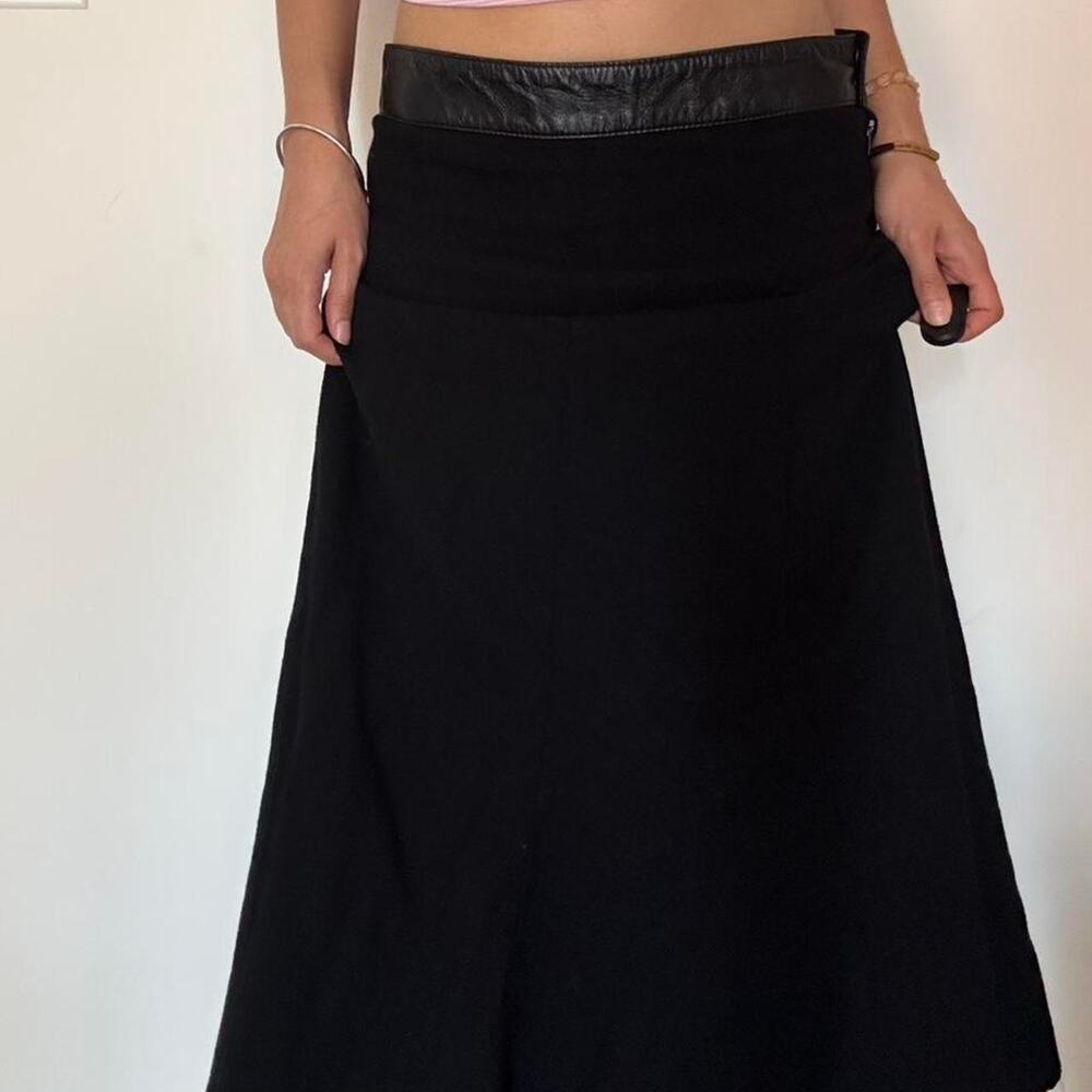 vintage maxi skirt 100% wool and leather